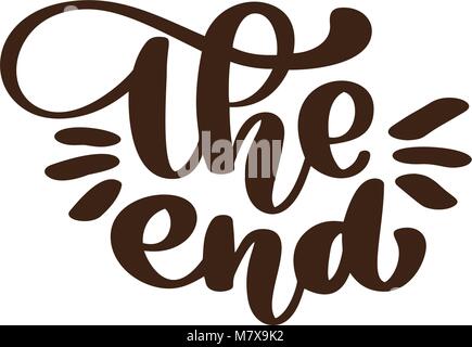 handdrawing The End Vector text lettering phrase, ornamental movie ending typography Illustration design for holiday greeting card and for photo overl Stock Vector