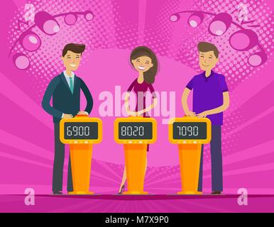 TV quiz show. People, players answer questions. Cartoon vector ...