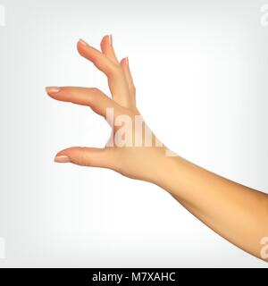 Realistic 3D Silhouette of hand showing the size your fingers, the ability to insert something. Vector Illustration Stock Vector