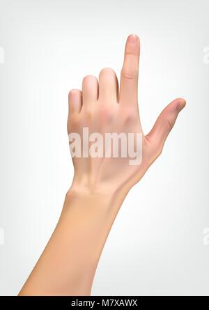 Realistic 3D Silhouette of hand with an index finger indicating either pushing. Vector Illustration Stock Vector