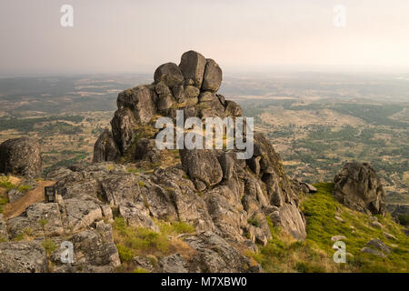 Beautiful boulder rocks on the top of a mountain in Monsanto Portugal Stock Photo