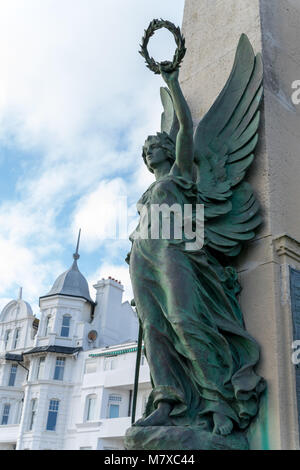 Bexhill-on-Sea war memorial on Bexhill Promenade by the yachting club. East Sussex, England - cast in bronze, erected in 1920 Stock Photo