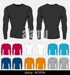 Set of colored long sleeve shirts templates for men Stock Vector