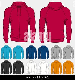 Set of colored hoodies templates for men Stock Vector