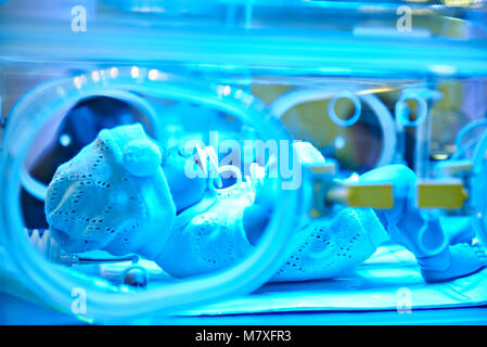 Mock-up of a child in an intensive care incubator Stock Photo