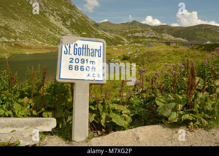 St. Gotthard mountain pass in Ticino in Switzerland Stock Photo