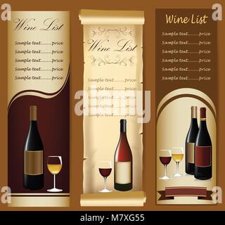 Elegant Wine menu with wine glass and bottle Stock Vector