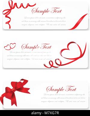A set of vector banners decorated with red ribbon Stock Vector