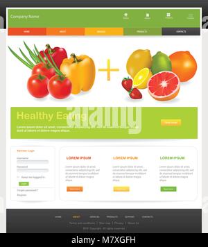 Web Design Website Vector Elements. Diet website template Stock Vector