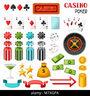 Set of casino gambling game objects and icons Stock Vector