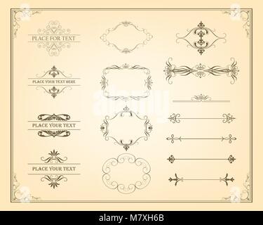 Decorative vintage frames, borders and page decoration elements. Calligraphic design elements. Vector Vintage Ornament Stock Vector