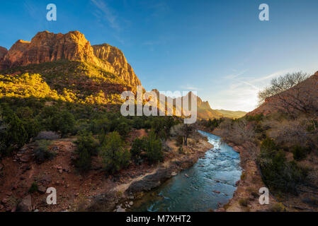 Sunset Over the Virgin River in Zion National Park