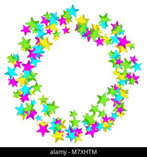 Frame with colourful sparlking confetti. Bright abstract decorative ring Stock Vector