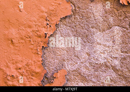 Damaged Painted Orange Brown Old Wall Background Texture. Stock Photo