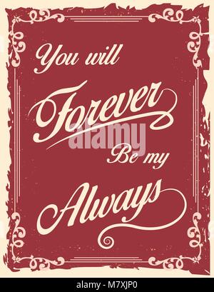 Vintage poster with love quote Stock Vector