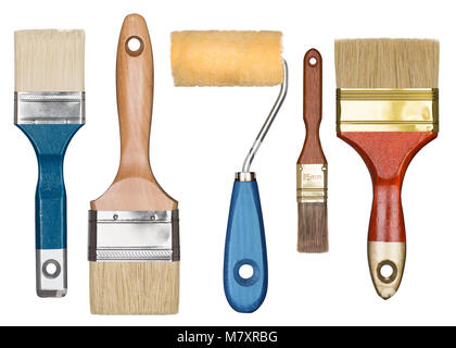 Painting tools. Paint brushes and roller Stock Photo