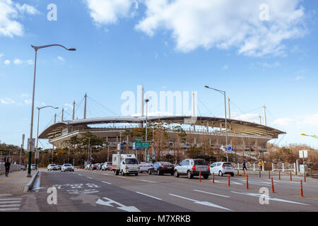 Seoul, South Korea - March 4, 2018 : The Seoul World Cup Stadium is located in Seongsam-dong, Mapo-gu, Seoul, South Korea. It was built for the 2002 F Stock Photo
