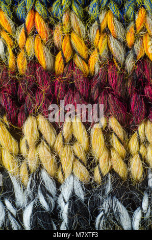 Colorful Knit Fabric Texture. Macro View of a Knitted Sweater. Blank Backdrop Stock Photo