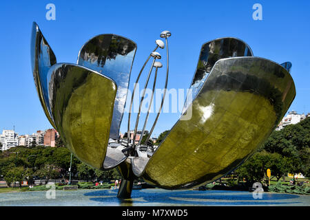 City of Buenos Aires, Argentina. April 23, 2017. Floralis Generica. A sculpture made of steel and aluminum located in Plaza de las Naciones Unidas (Un Stock Photo