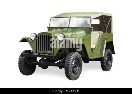 Soviet Road vehicle GAZ-67B during the Second World War isolated on white background Stock Photo