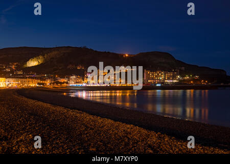 Llandudno North Shore promenade at night, North Wales coast Stock Photo