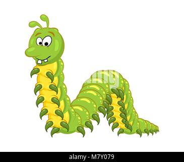 cartoon millipede with teeth character isolated on white background Stock Vector