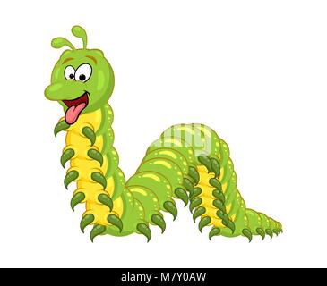 cartoon millipede with tongue character isolated on white background Stock Vector