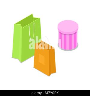 Shopping bag isometric 3D icon Stock Vector