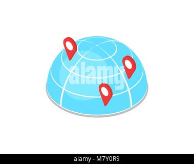 Worldwide delivery logistics isometric 3D icon Stock Vector