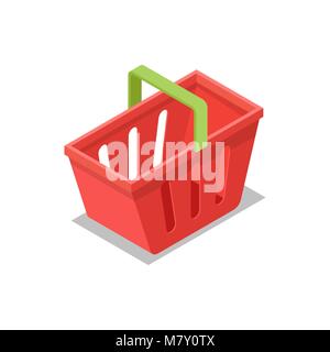 Plastic shopping basket isometric 3D icon Stock Vector