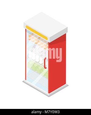 Showcase refrigerator isometric 3D icon Stock Vector