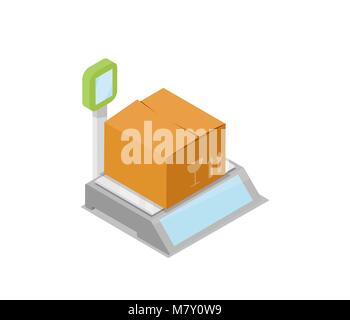Electronic scales with box isometric 3D icon Stock Vector
