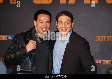 Bülent Ceylan + Kaya Yanar attend the 'The Last Stand' Cologne Premiere at Astor Film Lounge on January 21, 2013 in Cologne, Germany. Stock Photo