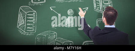 Composite image of businessman in suit  pointing these fingers Stock Photo
