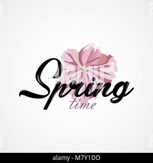 Hello Spring lettering greeting text vector illustration. Stock Vector