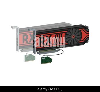 Graphic videocards for mining isolated icon Stock Vector