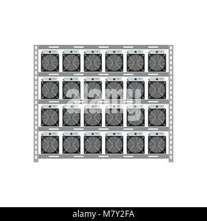 Cryptocurrency mining server rack isolated icon Stock Vector