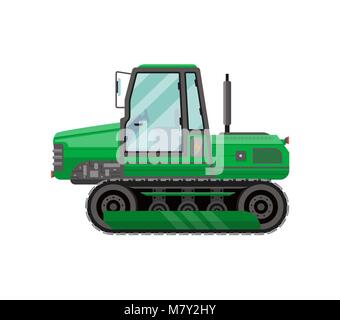 Green caterpillar tractor isolated icon Stock Vector