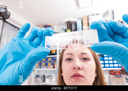 technician woman works with in genetic lab with biological materials Stock Photo