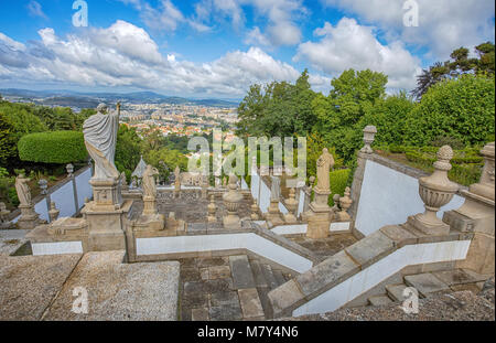 Top view of Braga city, Portugal, from Bom Jesus do Monte Sanctuary Stock Photo