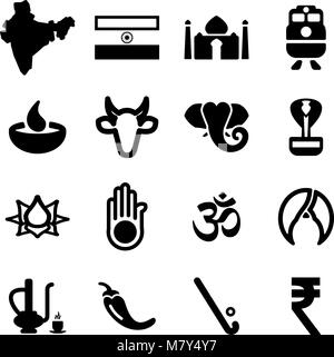 India Icons Stock Vector