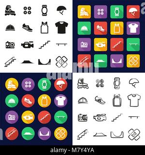 Inline All in One Icons Black & White Color Flat Design Freehand Set Stock Vector