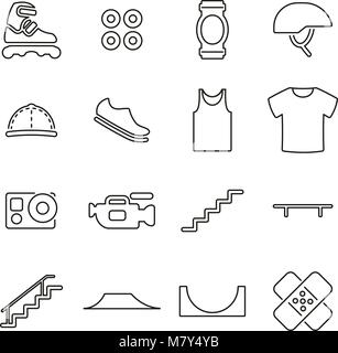 Inline Extreme Sport Icons Thin Line Vector Illustration Set Stock Vector