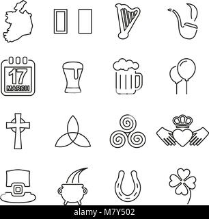 Ireland Country & Culture Icons Thin Line Vector Illustration Set Stock Vector