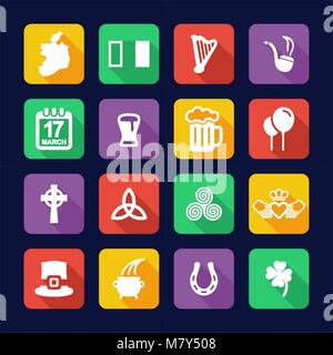 Ireland Icons Flat Design Stock Vector