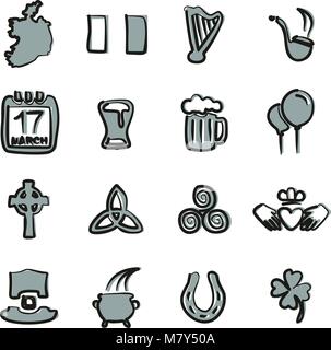 Ireland Icons Freehand 2 Color Stock Vector