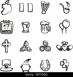 Ireland Icons Freehand Stock Vector