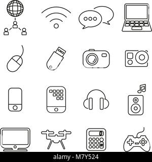 IT or Modern Technology Icons Thin Line Vector Illustration Set Stock Vector