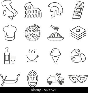 Italy Country & Culture Icons Thin Line Vector Illustration Set Stock Vector