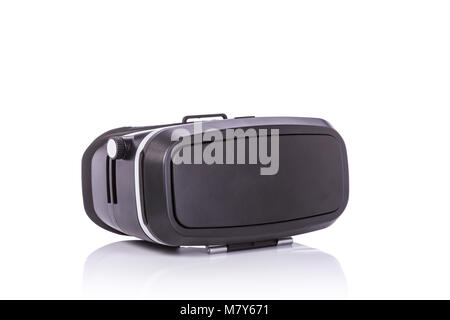 Close up black virtual reality glasses. Studio shot isolated on white background Stock Photo